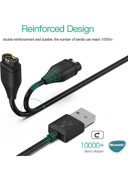 Garmin Venu 2 Manyetik USB Şarj Kablosu Siyah