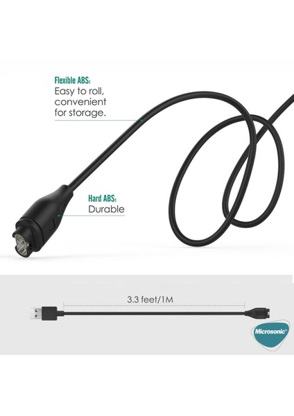 Garmin Venu 2 Manyetik USB Şarj Kablosu Siyah