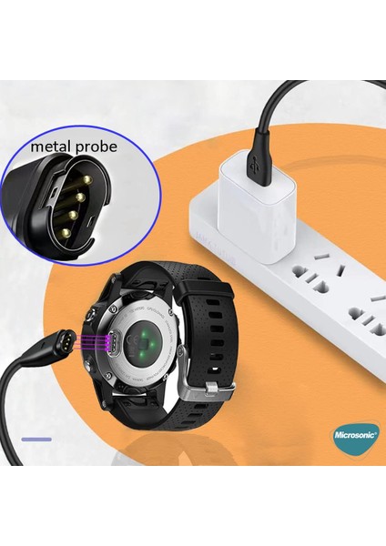 Garmin Venu 2 Manyetik USB Şarj Kablosu Siyah