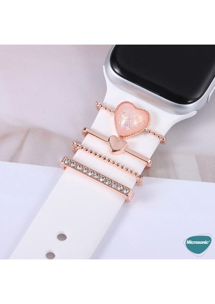 Apple Watch Ultra Kordon Süsü Charm Inci Kalp Rose Gold