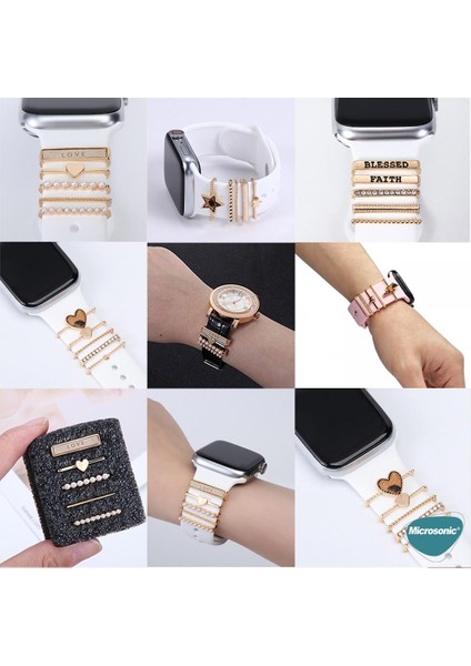 Apple Watch Ultra Kordon Süsü Charm Inci Kalp Rose Gold