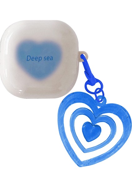 Samsung Galaxy Buds Pro Kılıf Süslü Renkli Kalp Desenli Mavi