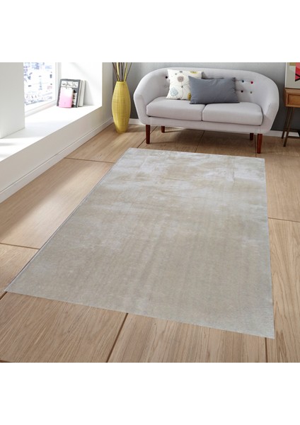 Raschel Carpet Kesme Yolluk Kaymaz Taban Yumuşak Peluş Halı Bej