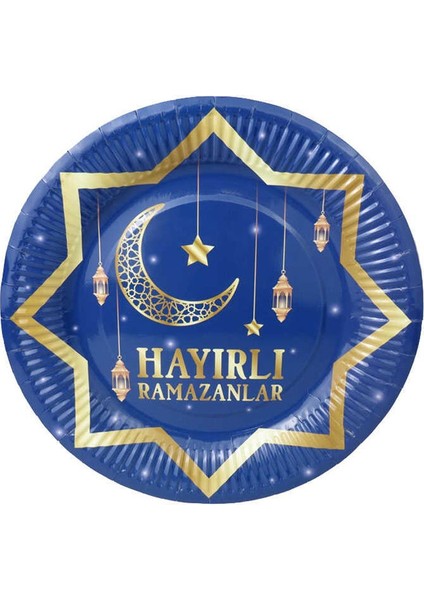Ramazan Temalı 8 Adet Hayırlı Ramazanlar Yazılı Karton Tabak