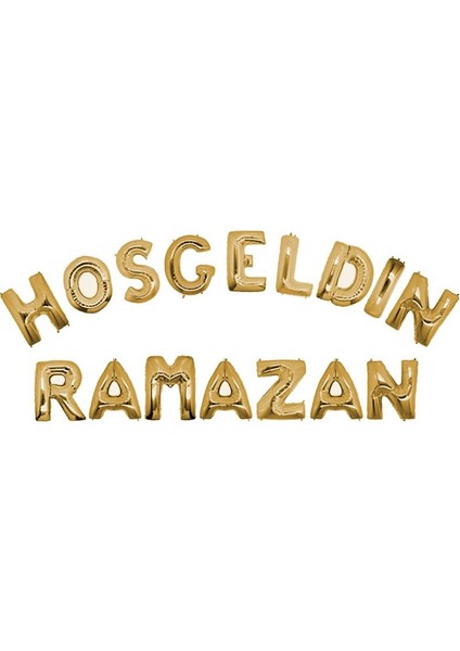 Hosgeldın Ramazan Yazılabilen Folyo Balon 40 cm 16 Harf Altın Renk