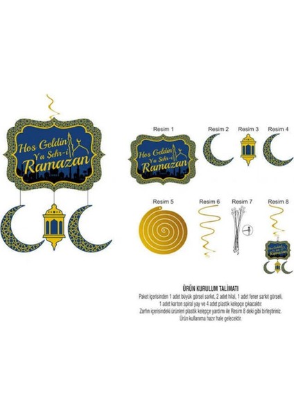 Ramazan Temalı Hoş Geldin Ya Şehr-I Ramazan Yazılı Altın Yaldızlı Varaklı Asma Süs 4 Lü fiyatları