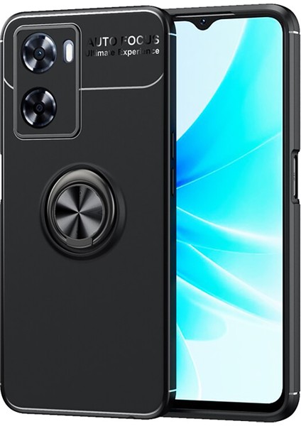 Oppo A57 / Oppo A77 (4g) Focus Serisi Yüzük Standlı Silikon Kılıf - Siyah AL3363