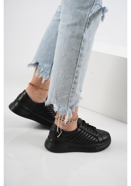 Deri Siyah Kadın Sneaker Ayakkabı 222116101 modelleri