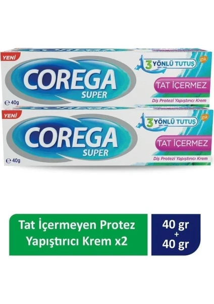 Süper Tat Içermez Diş Protez Yapıştırıcı Krem 40 gr x 2 Adet