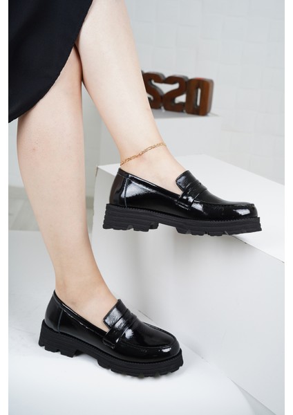Deri Siyah Rugan Kadın Makosen Ayakkabı 222134102 fiyatları