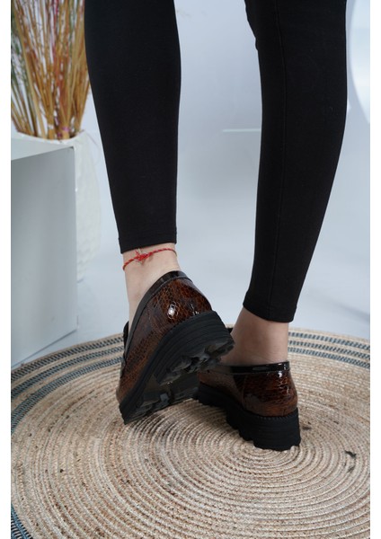 Deri Kahve Petek Rugan Kadın Makosen Ayakkabı 222134101 modelleri