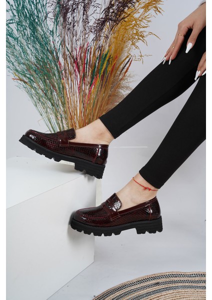 Deri Bordo Petek Rugan Kadın Makosen Ayakkabı 222134102 fiyatları