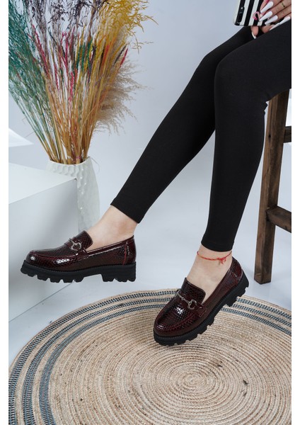 Deri Bordo Petek Rugan Kadın Makosen Ayakkabı 222134101 fiyatları