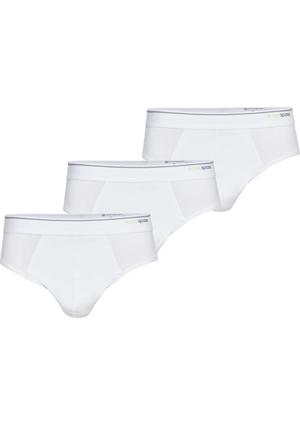 3'lü Paket 9672 Pamuklu Erkek Slip Külot Beyaz BS-9672-3