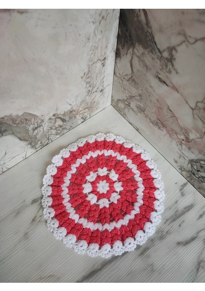 MadeByMayHand El Örmesi Banyo Lifi Çeyizlik Lif Pembe-Beyaz Yuvarlak modelleri