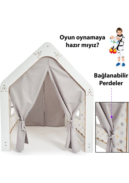 3-6 Yaş Çocuk Oyun Evi / Çadırı - Beyaz Sarı