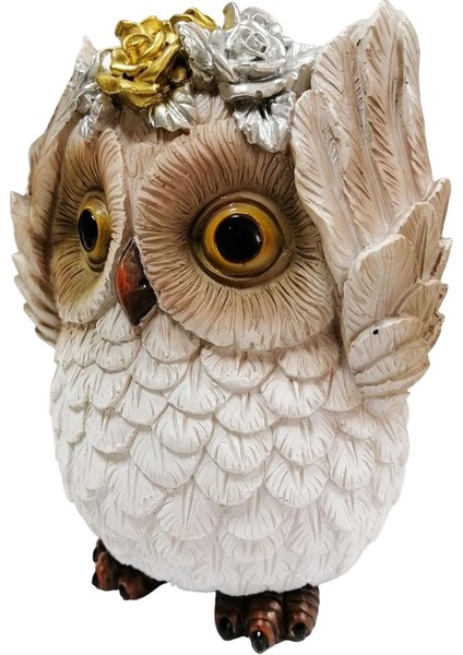 Akıllı Reçine Bahçe Baykuş Heykeli Hayvan Heykel Heykel Minyatür El Sanatları Dinlemeyin (Yurt Dışından)