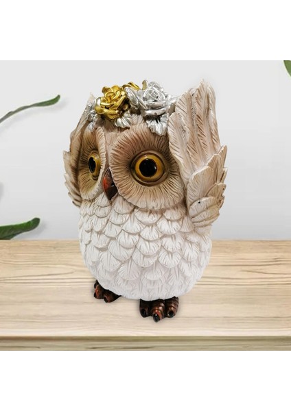 Akıllı Reçine Bahçe Baykuş Heykeli Hayvan Heykel Heykel Minyatür El Sanatları Dinlemeyin (Yurt Dışından) modelleri