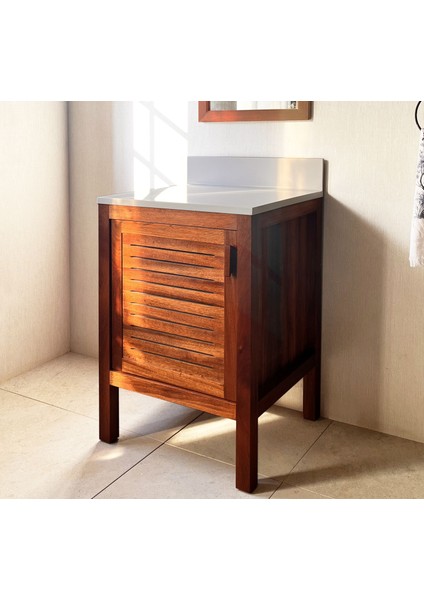 Maun Ağacı Masif Ahşap Banyo Dolabı 60CM