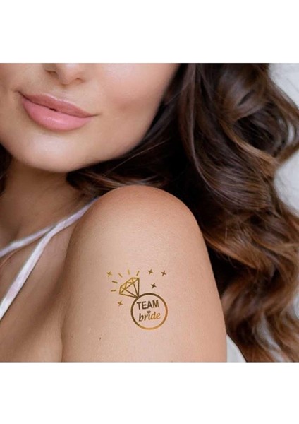 Bride Flash Tattoo Paketi, Tektaş Temalı Altın Varaklı Geçici Dövme Tektas