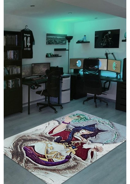 Ahri Dokuma Tabanlı Yıkanabilir Gamer Halısı