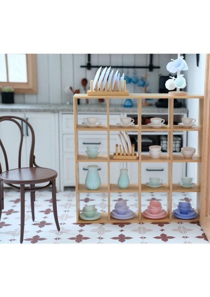 El Yapımı Ahşap Raf Organizatörü 1/12 Ölçekli Dollhouse Mobilya Dekoratif Seti Natural1 (Yurt Dışından)