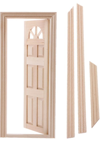 Doğal Boyasız 6 Panel Dış Ahşap Kapı Bebek Evi Minyatür Mobilya (Yurt Dışından)