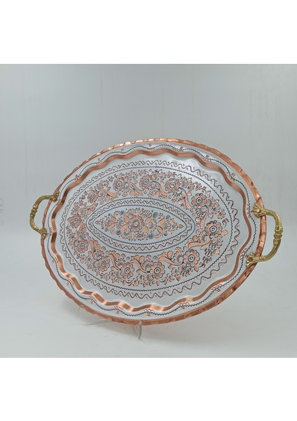 Bakır Tepsi Oval Erzincan İşlemeli 6 Kişilik Büyük Beyaz fiyatları