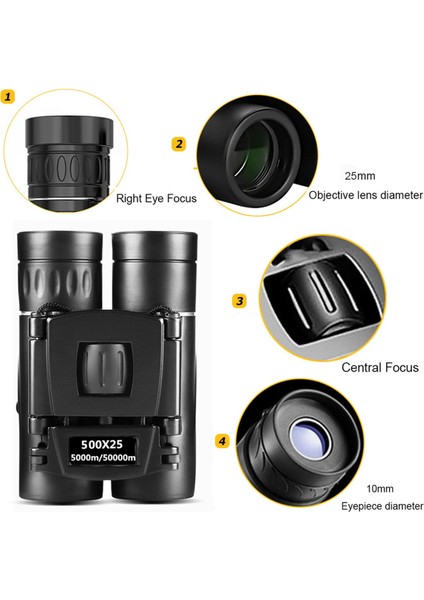 Futbol Akıllı Telefon Için Güçlü Astronomi Su Geçirmez Katlanabilir 500X25 Dürbün (Yurt Dışından) fırsatları