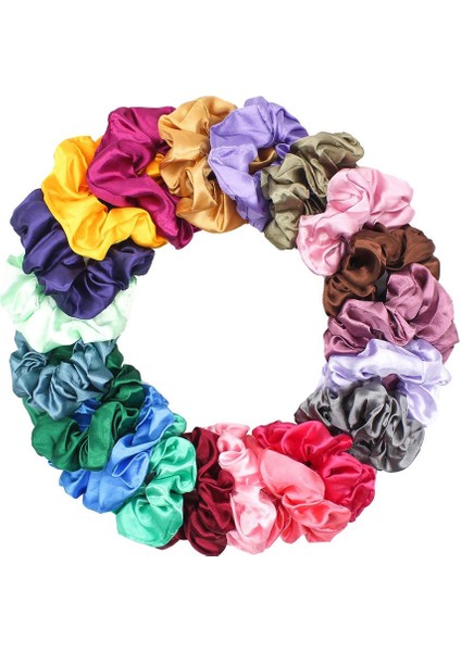 20PCS Saç Scrunchies Renkli Kadın Saç Bantları Elastics Saç Çok Molor (Yurt Dışından)