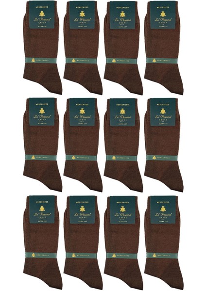 La'pescara Ultra Lüks 12'li Kahverengi Merserize Erkek Klasik Çorap Se