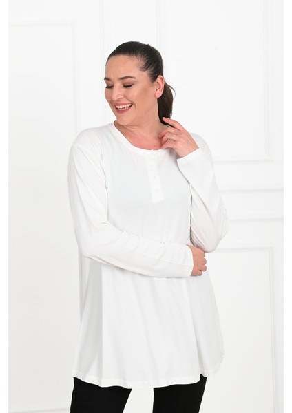 Kadın Düğme Detaylı Büyük Beden Bluz 1376-23 fırsatları