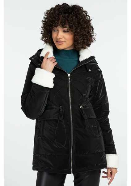 Kadın Kapitone Şişme Kaban 8513 Siyah