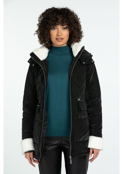 Kadın Kapitone Şişme Kaban 8513 Siyah fiyatları