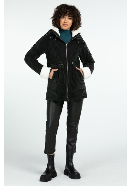 Kadın Kapitone Şişme Kaban 8513 Siyah modelleri