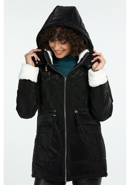 Kadın Kapitone Şişme Kaban 8513 Siyah fırsatları