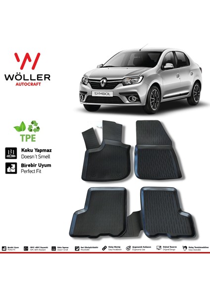 Renault Symbol Paspas 2013 Sonrası 3D Havuzlu Wöller Paspas