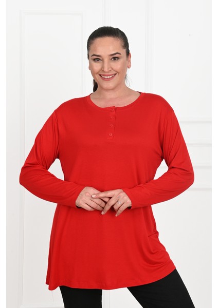 Kadın Düğme Detaylı Büyük Beden Bluz 1376-23 modelleri