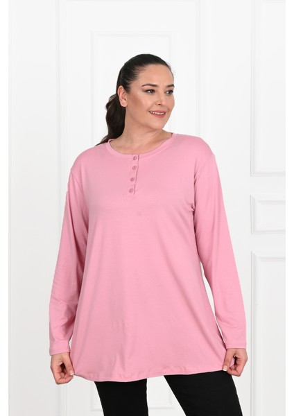 Kadın Düğme Detaylı Büyük Beden Bluz 1376-23 modelleri