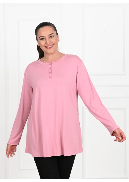 Kadın Düğme Detaylı Büyük Beden Bluz 1376-23 fırsatları