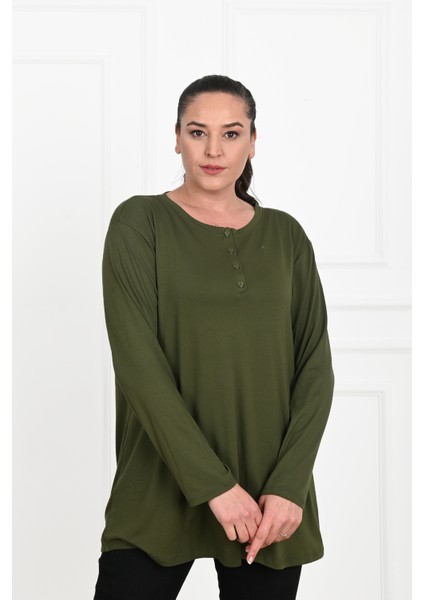 Kadın Düğme Detaylı Büyük Beden Bluz 1376-23 fırsatları