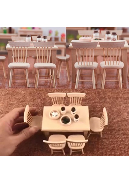 1:12 Dolls House Minyatürler El Yapımı Yemek Sandalyesi Dıy Fotoğraf Dekor Dekor (Yurt Dışından) indirimleri