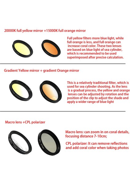Mercan Lens Filtre Kitleri Mezun Renk Filtresi Telefon Dalış Lens Kiti Taşınabilir 10X10X5CM B (Yurt Dışından) fırsatları