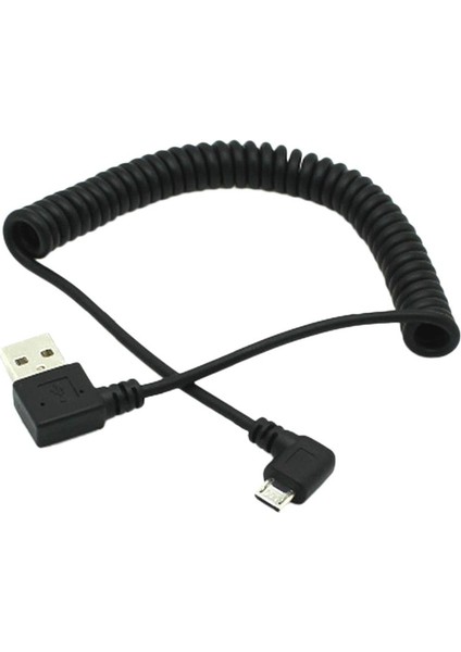 2 Adet 90 ° Açılı Sarmal USB 2.0 Erkek - Mikro 5pin Yay Kablosu (Yurt Dışından)