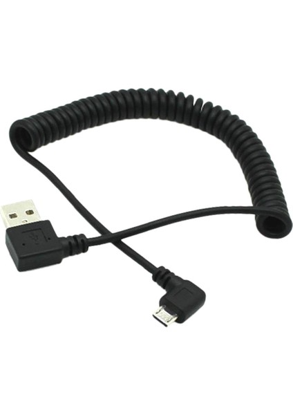 2 Adet 90 ° Açılı Sarmal USB 2.0 Erkek - Mikro 5pin Yay Kablosu (Yurt Dışından)