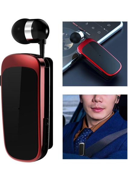 Fineblue Geri Çekilebilir Bluetooth Kulaklık Kulaklık Kulaklık Siyah Kırmızı Kutu (Yurt Dışından)