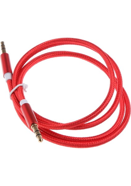 3.5mm Örgülü Ses Aux Kablosu Kırmızısı (Yurt Dışından)