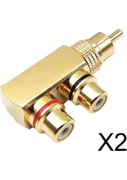 2x Rca Ayırıcı Adaptörü Rca Erkek Ila Iki Rca Dişi Altın Kaplama Metal Dik Açı (Yurt Dışından)