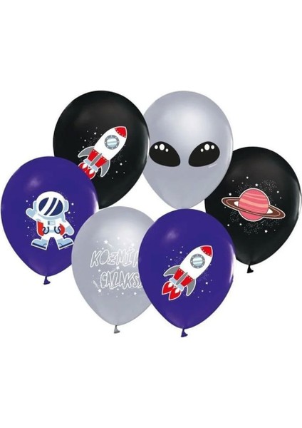 TKG8020 4+1 Kozmik Galaksi Baskılı Balon 12 Inç 8li -Balonevi