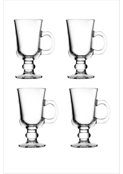 4'lü Kulplu Cam Latte Cappuccino Macchiato Nescafe Irish Coffee Kupası
